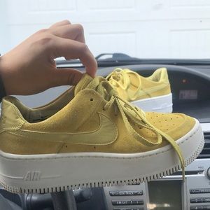 Yellow suede Air Force 1s
